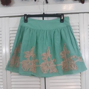 Dejavu silk applique skater skirt medium *8